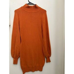 Vibrant Orange/Black Turtleneck Sweater dress